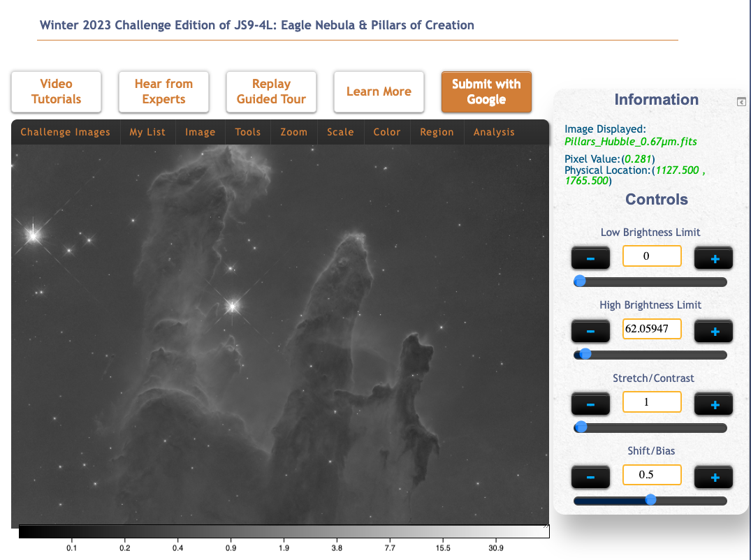 Real NASA data being processed in JS9-4L